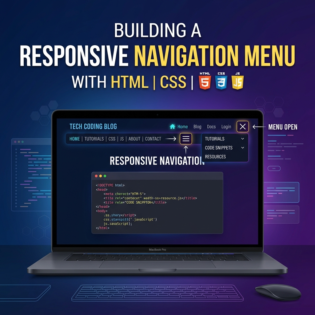 Responsive Navigation Menu with HTML, CSS & JavaScript