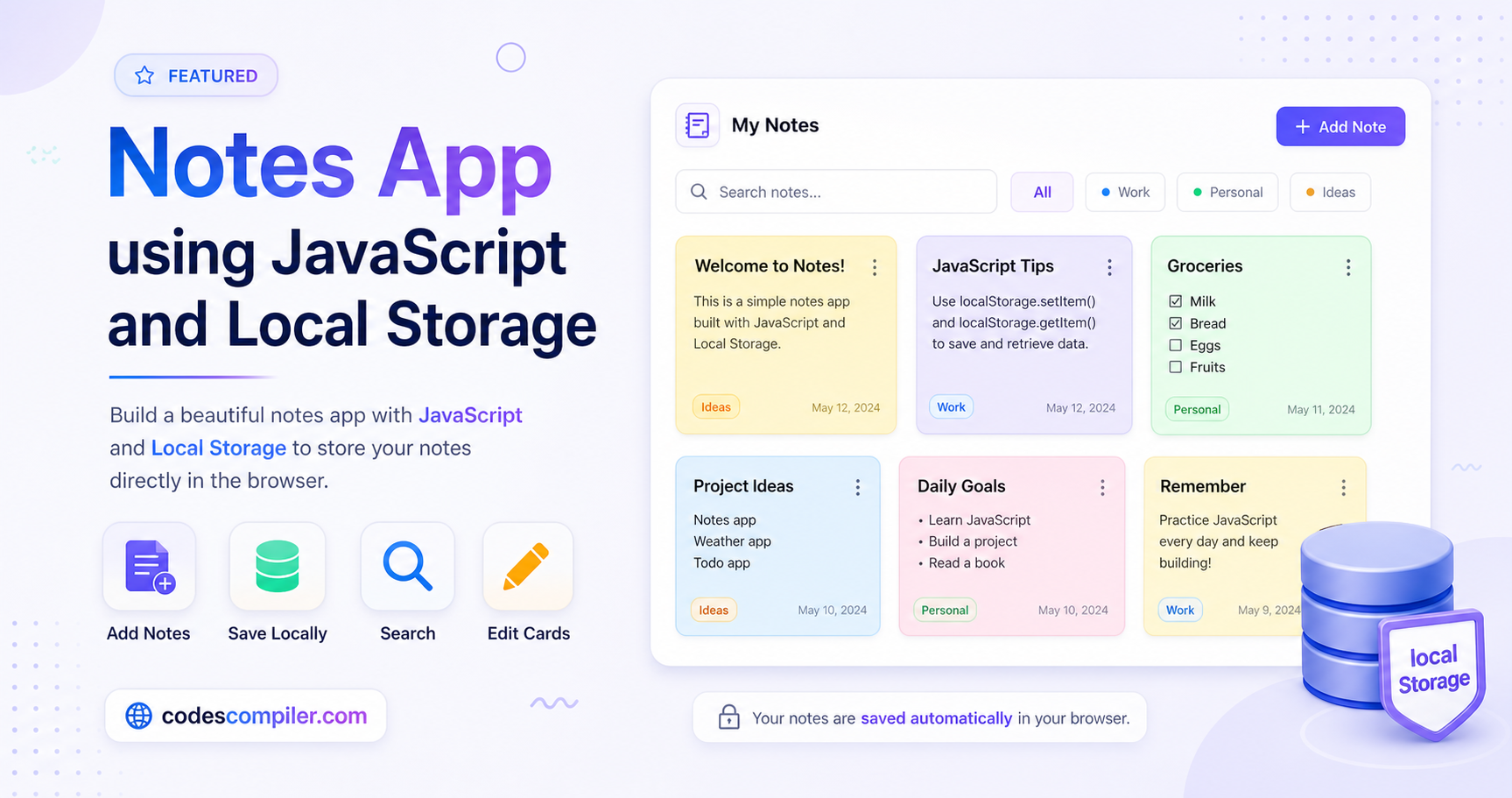 Build a Notes App using JavaScript and Local Storage