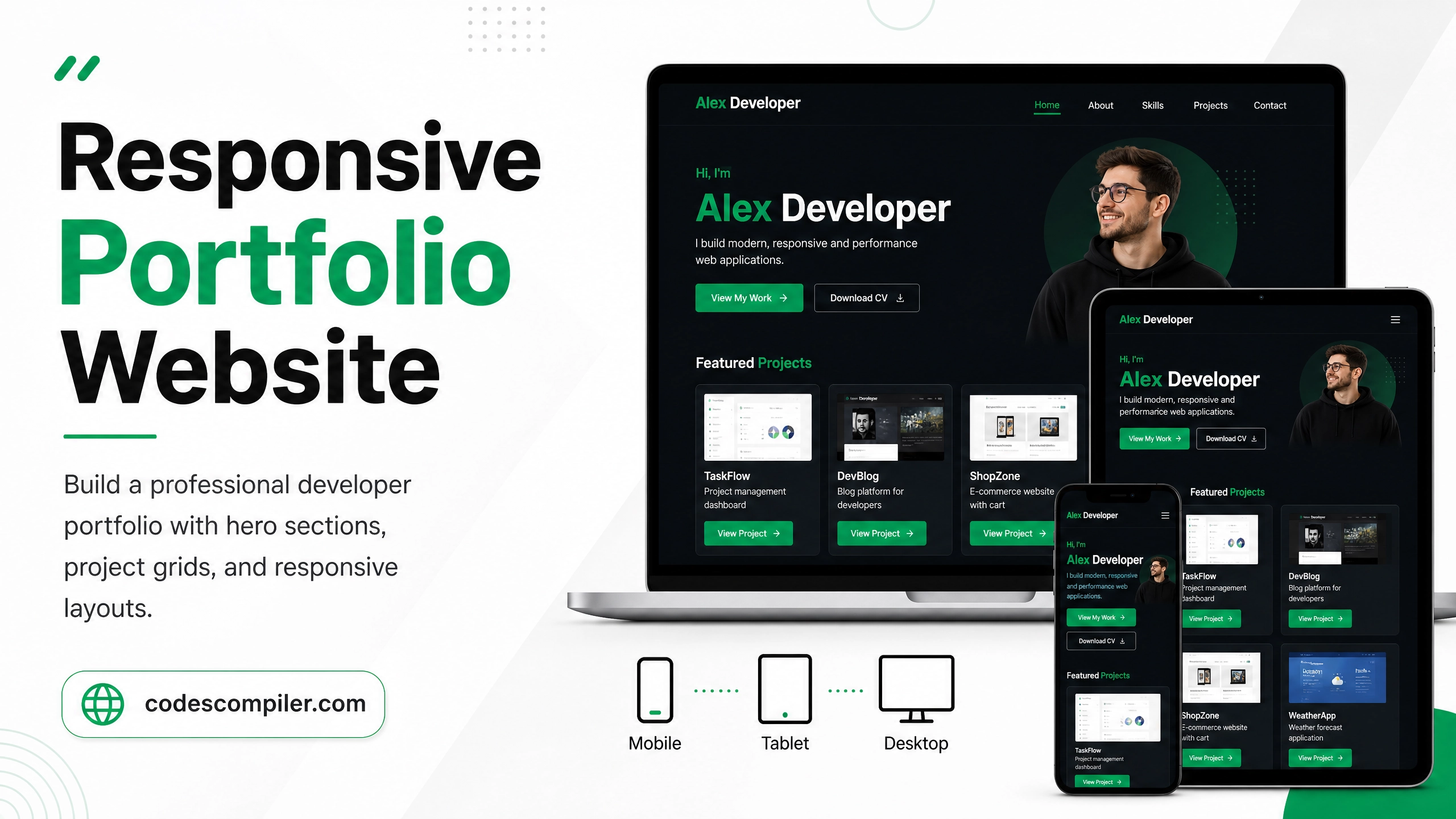Responsive Portfolio Website with HTML & CSS
