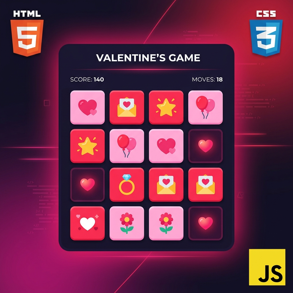 Valentine's Fun Game using HTML, CSS & JavaScript