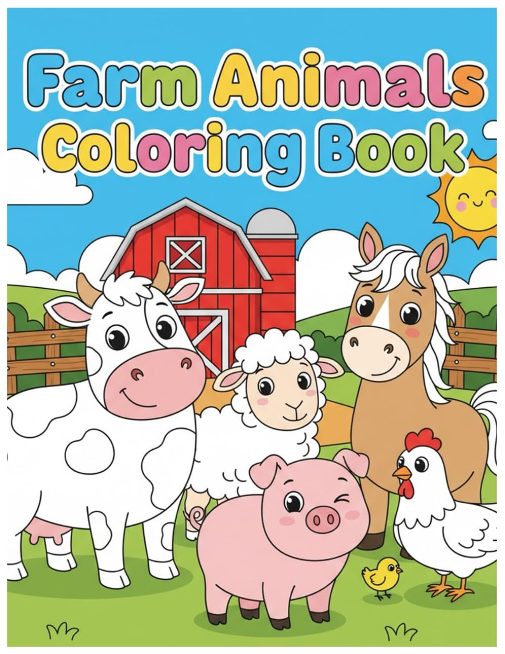 Farm Fun Kids Coloring Book: 30 Cute & Easy Farm Animal Pages for Toddlers and Young Children: Simple Farm Animal Designs for Ages 3–8 | Early Learning Coloring Book for Creativity & Motor Skills Cover
